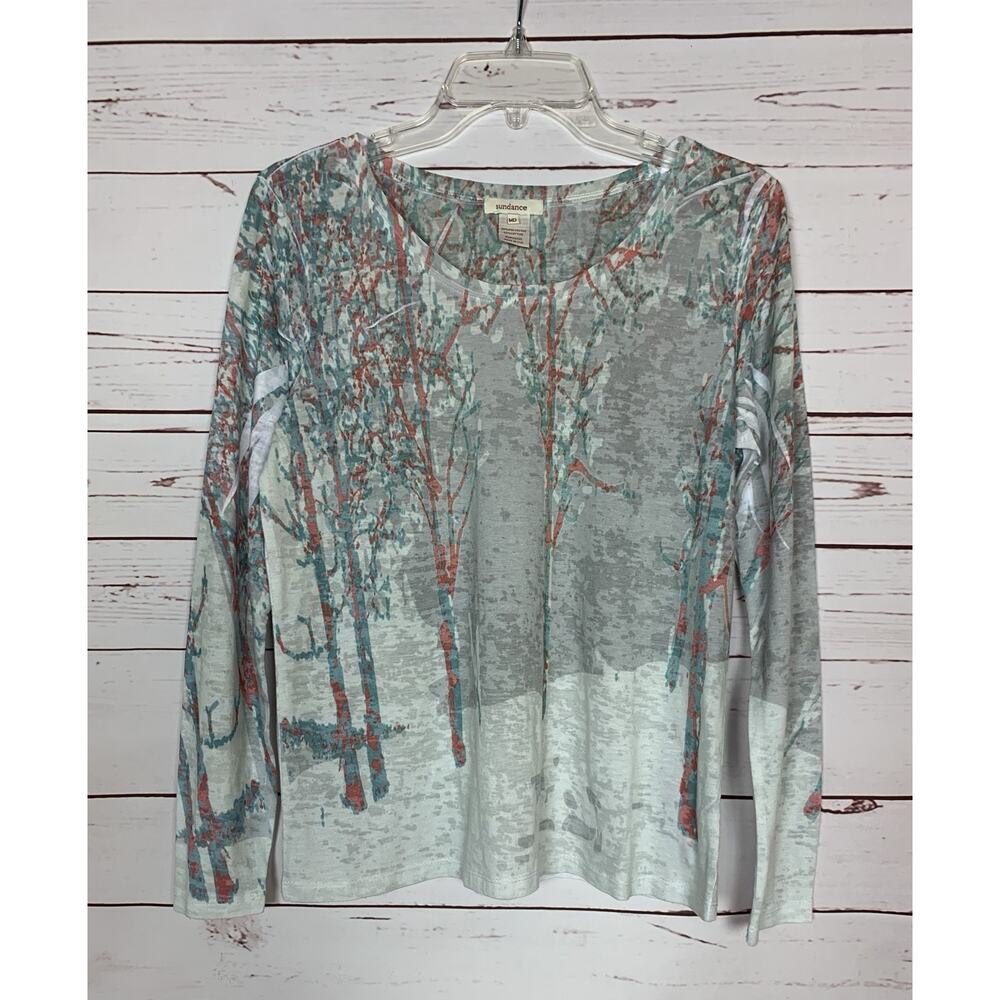 Sundance Catalog Women’s M Medium Burnout Long Sleeve Soft Stretch Tee Shirt Top
